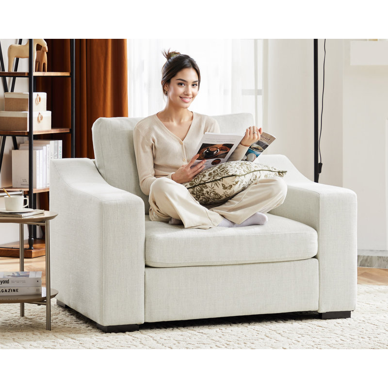 Stutsman Upholstered Chair and A Half Latitude Run Fabric or Leather Type Ivory Polyester Blend
